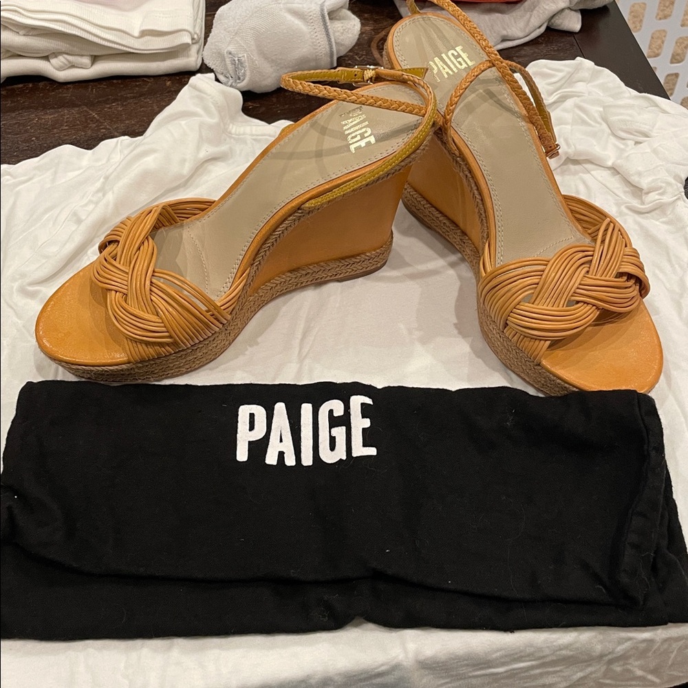 PAIGE Taryn Braided Strap Wedge Sandals Size 8